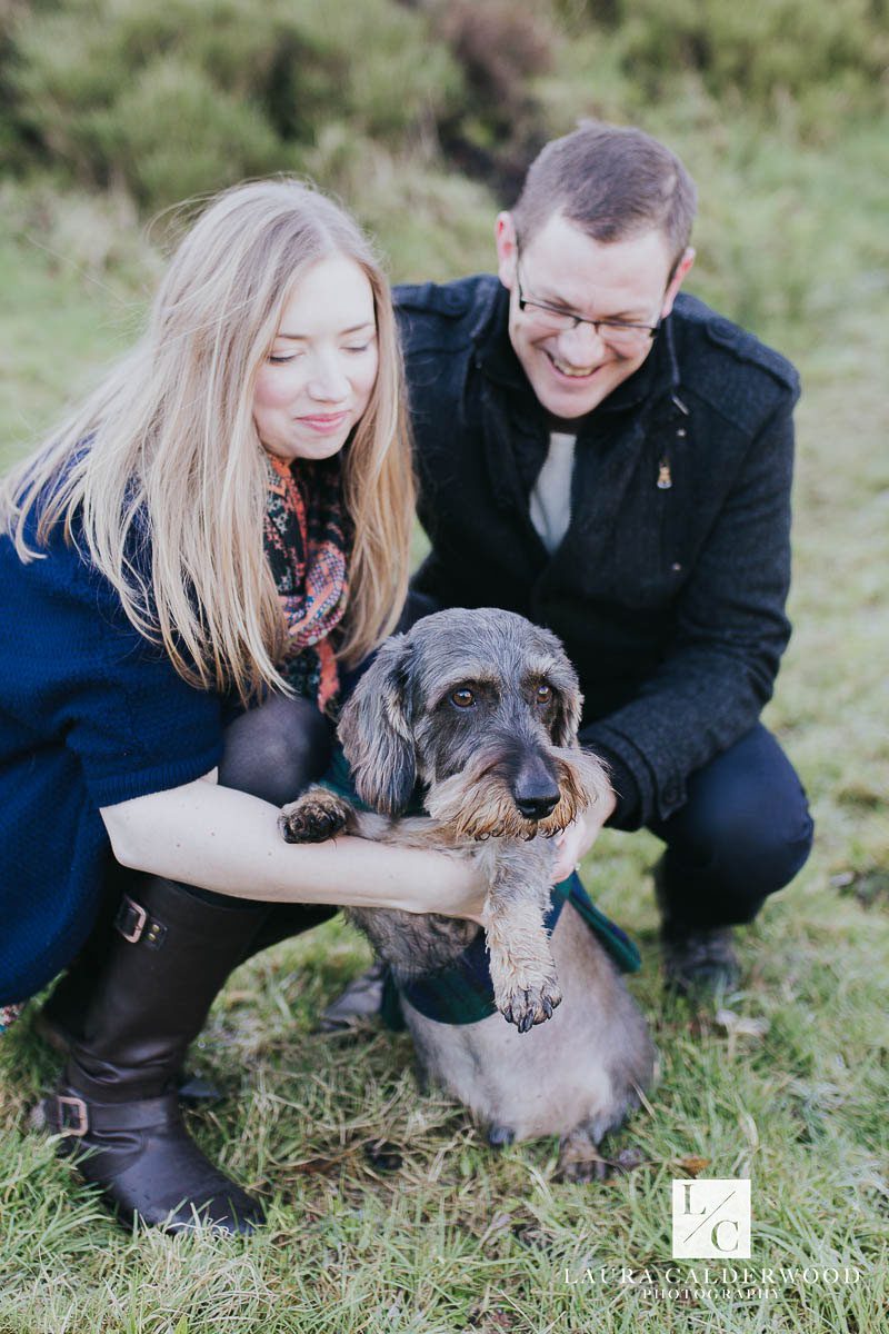 Yorkshire engagement shoot with dachshund | by Ilkley wedding photographer Laura Calderwood