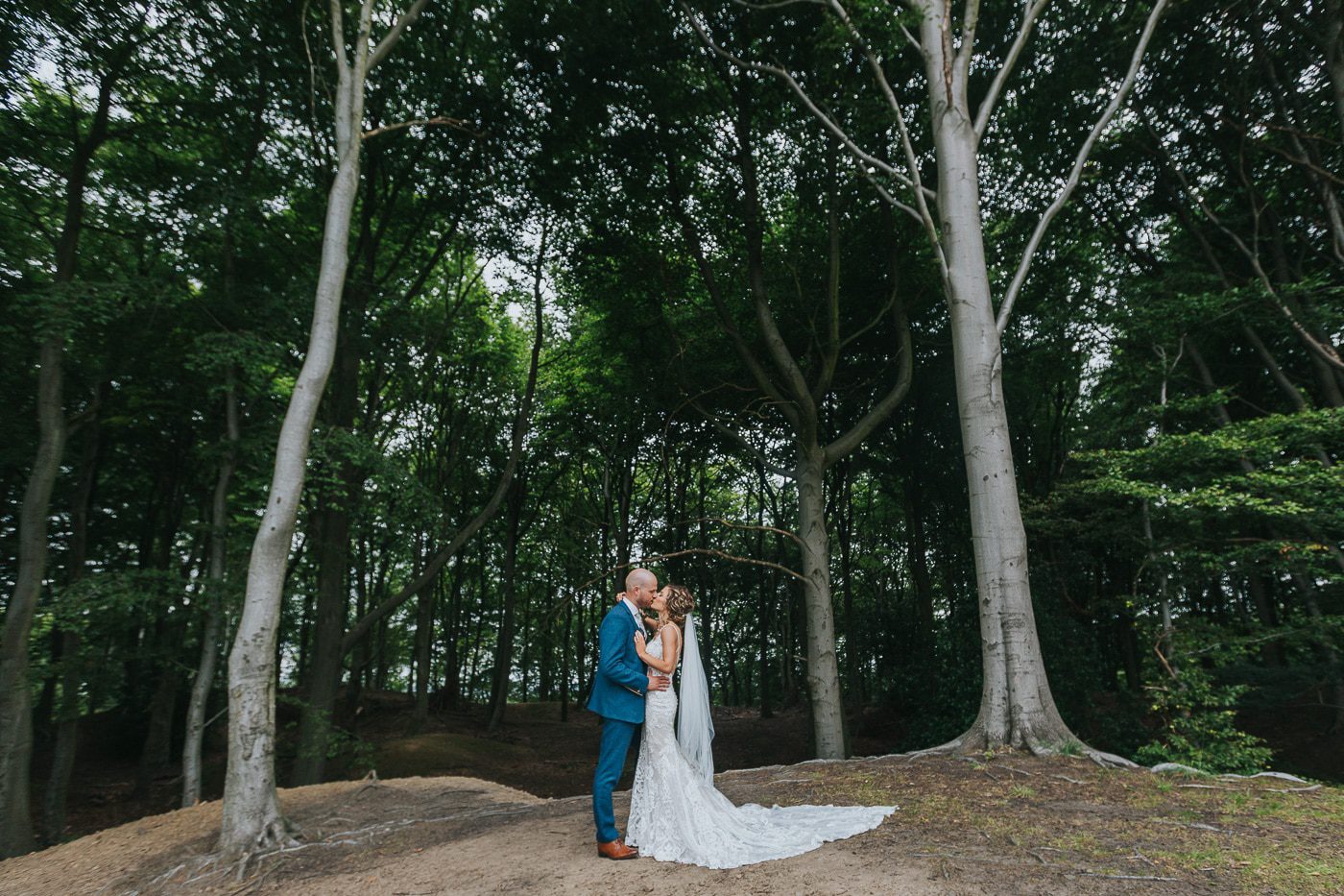 yorkshire wedding photos. bride and groom in woodland