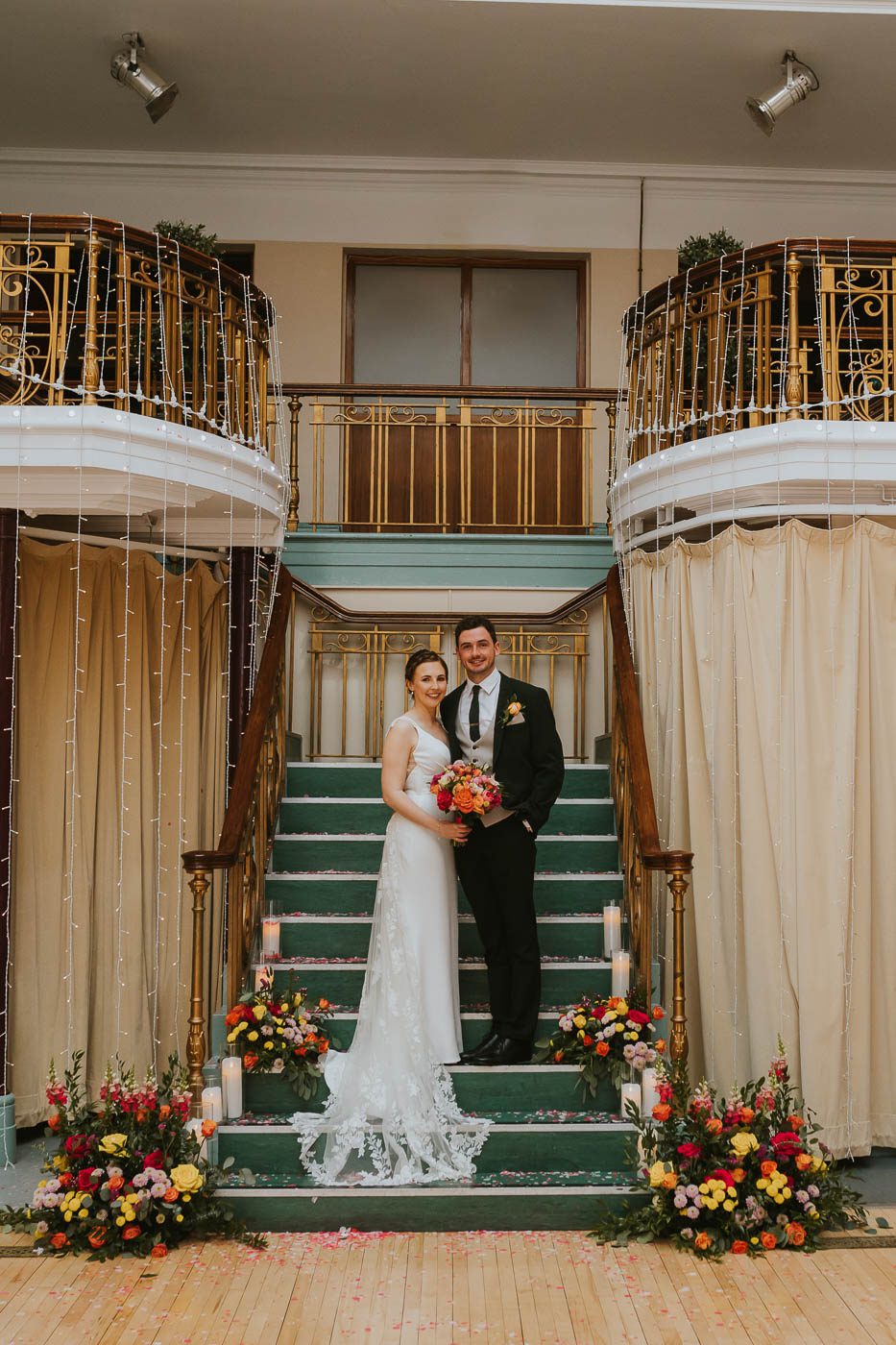 Kings Hall Ilkley Wedding Photos. colourful wedding at the winter gardens