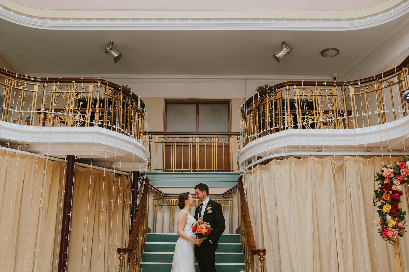 Kings Hall Ilkley Wedding Photos. colourful wedding at the winter gardens