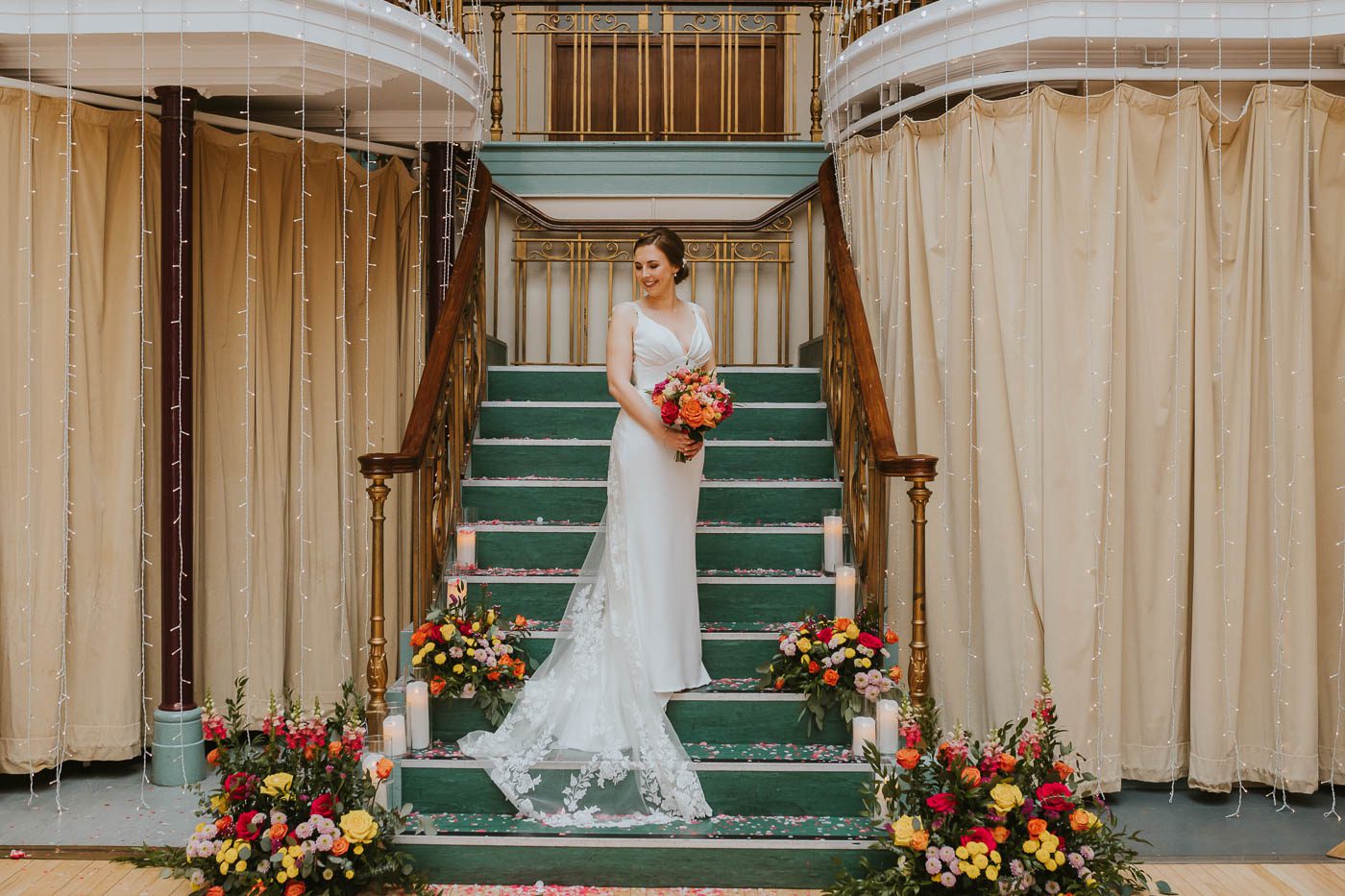 Kings Hall Ilkley Wedding Photos. colourful wedding at the winter gardens